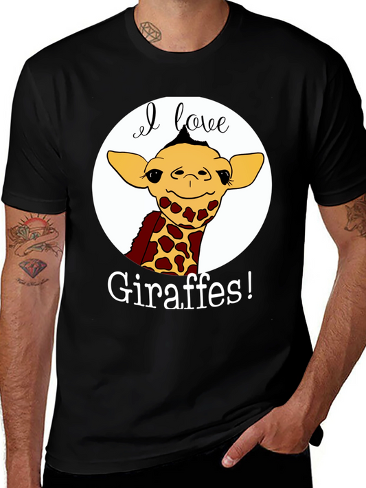 I Love Giraffes Black T-Shirt
