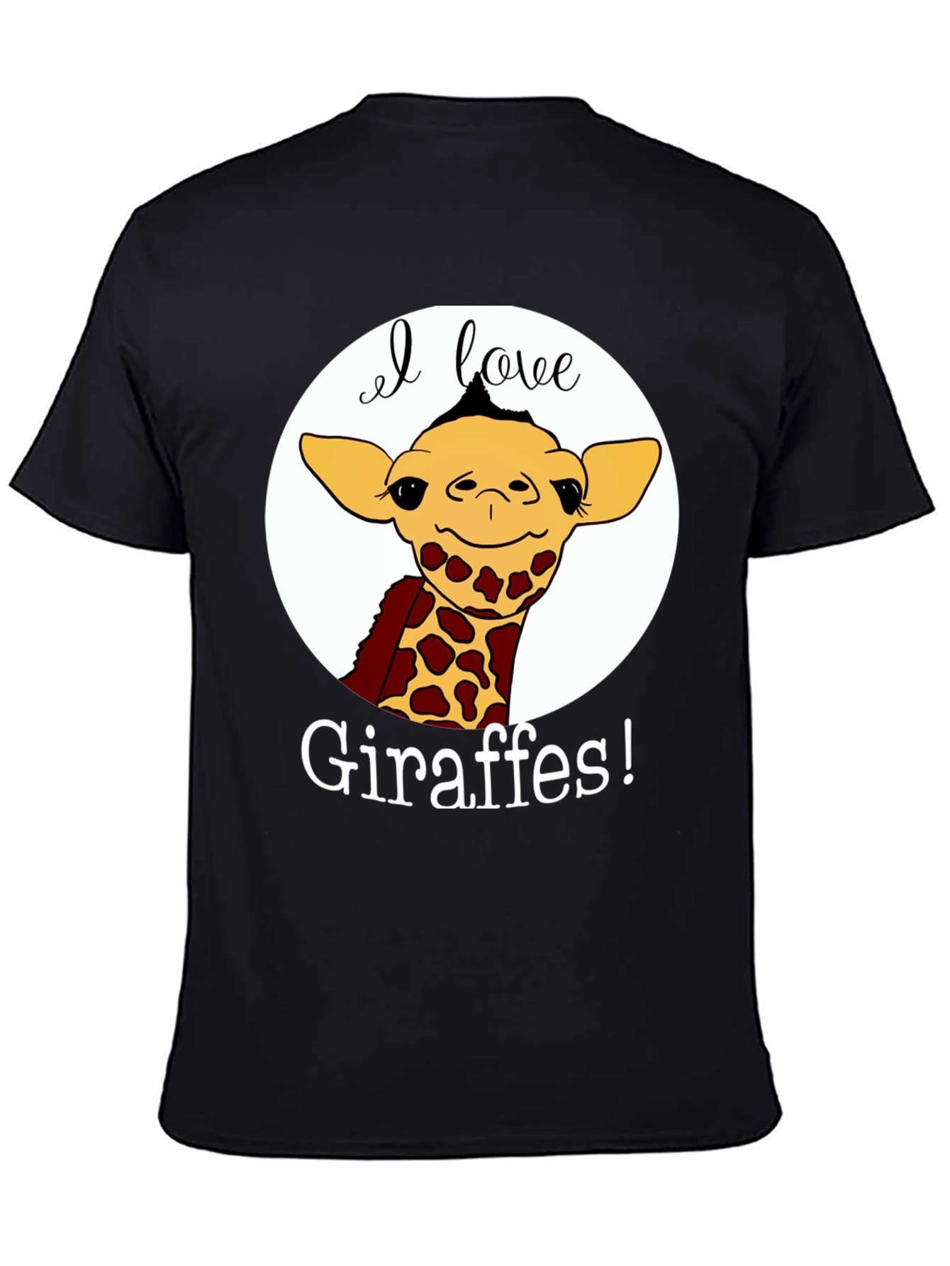 I Love Giraffes Black T-Shirt