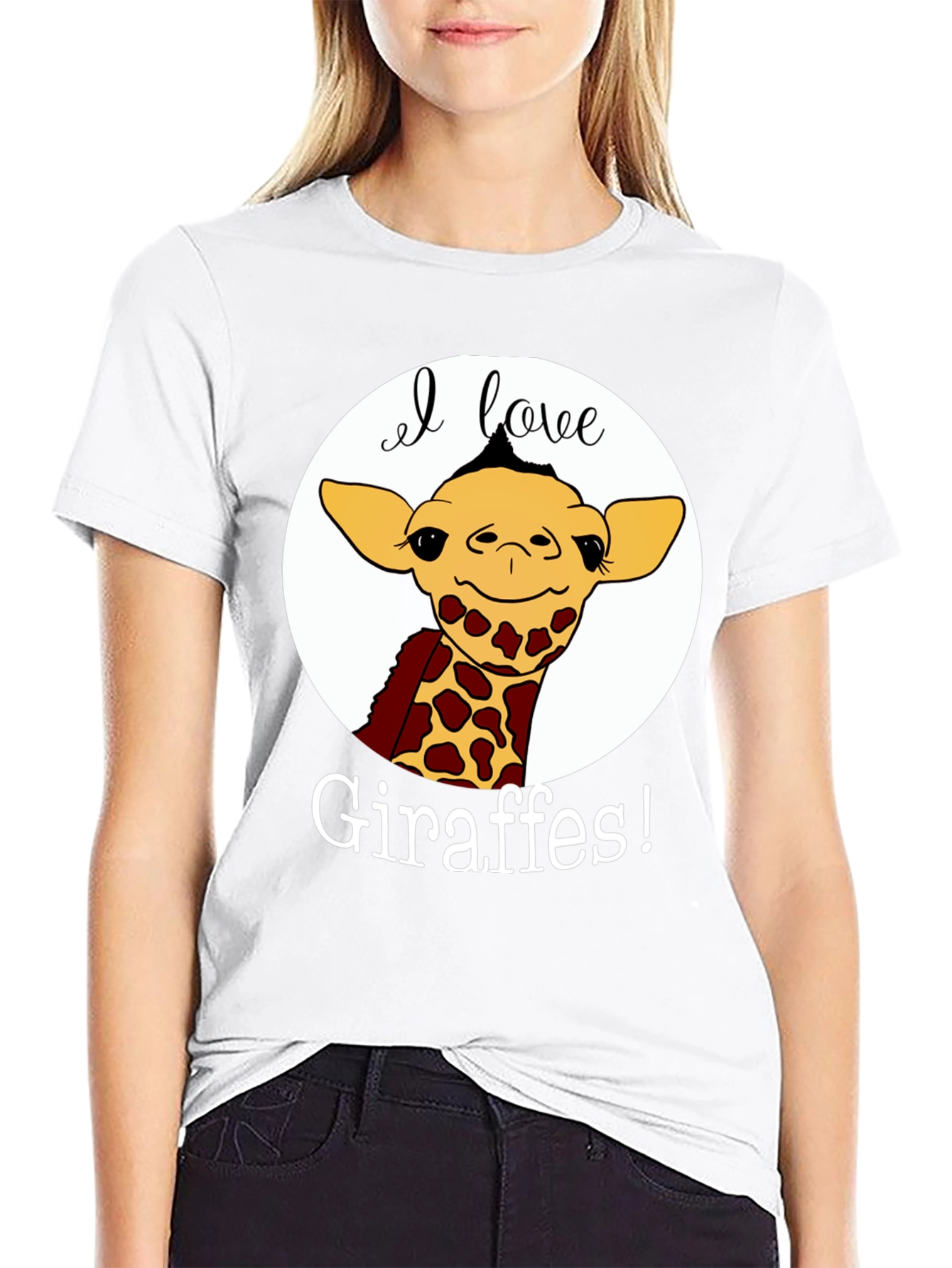 I Love Giraffes Black T-Shirt