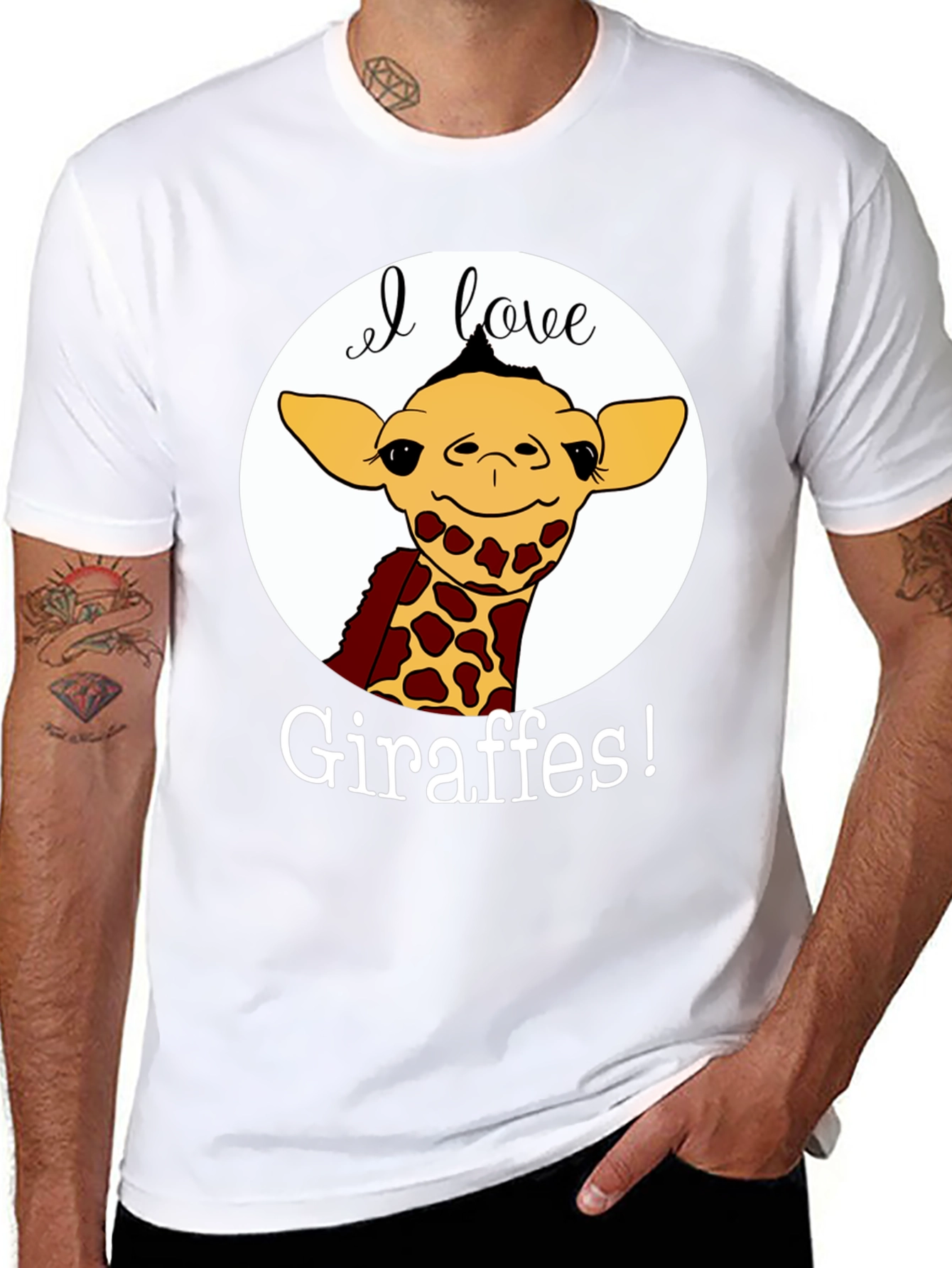 I Love Giraffes Black T-Shirt