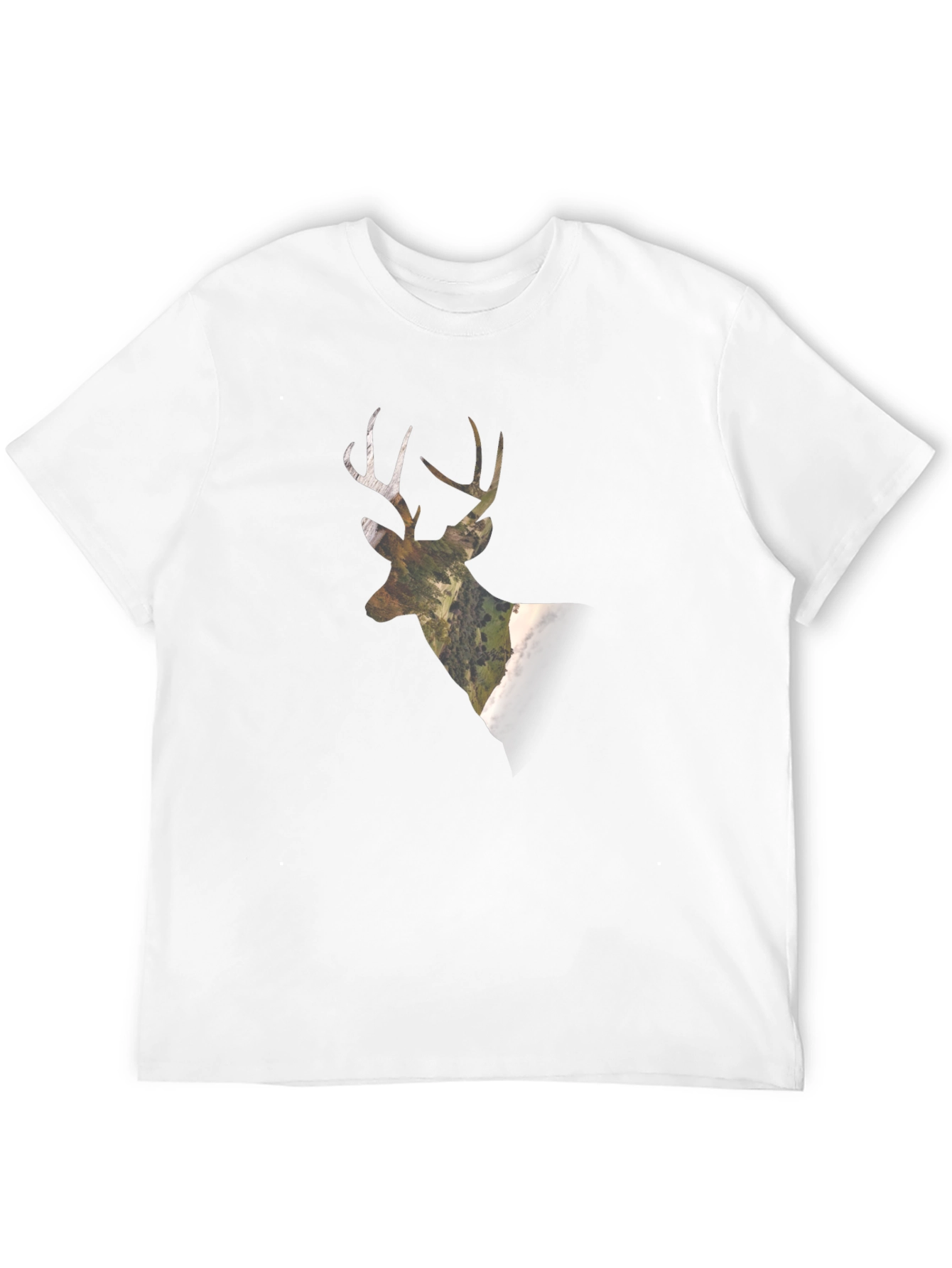 Camo Deer Graphic Tee - Black Cotton Blend