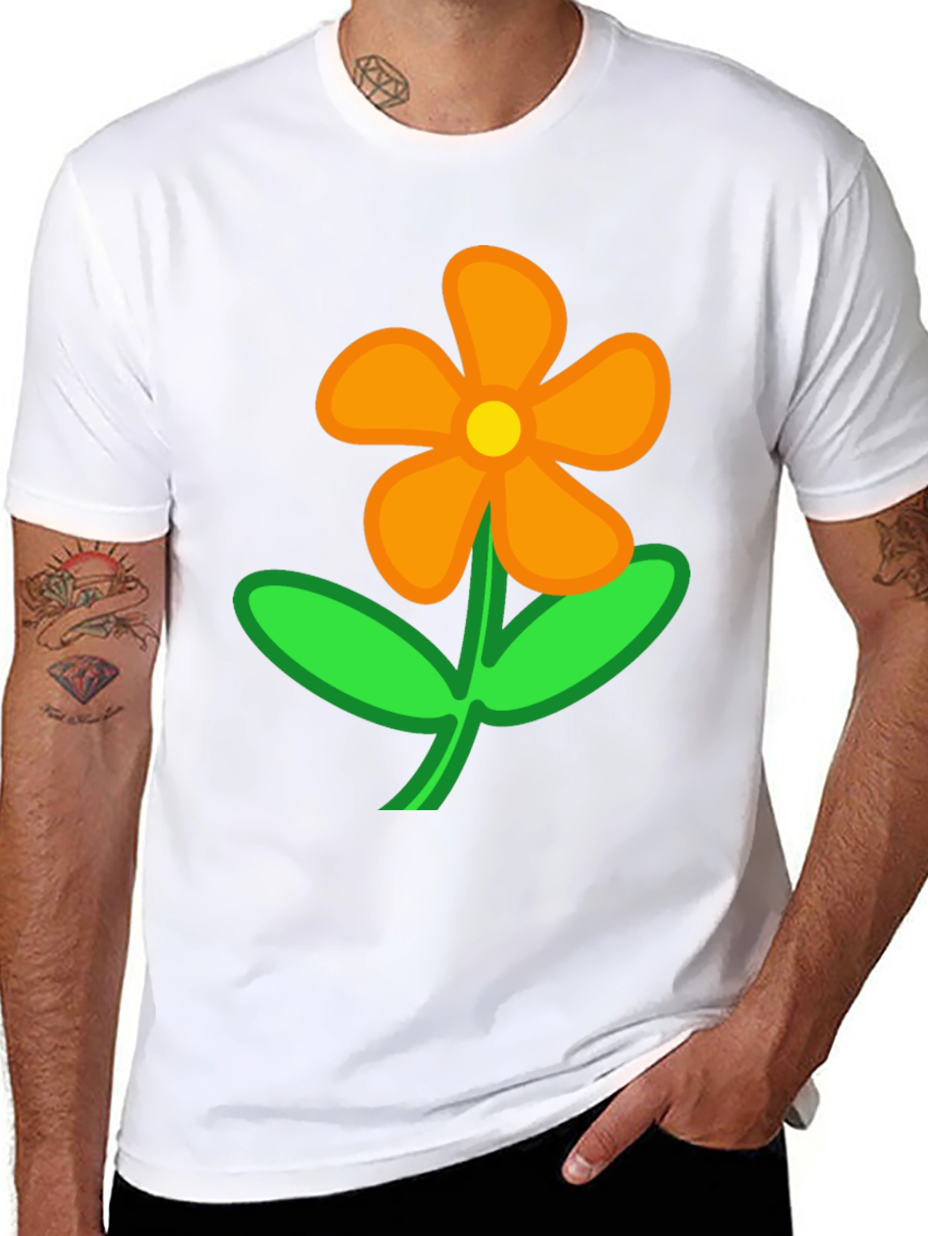 Black Flower T-Shirt - Casual Cotton Tee