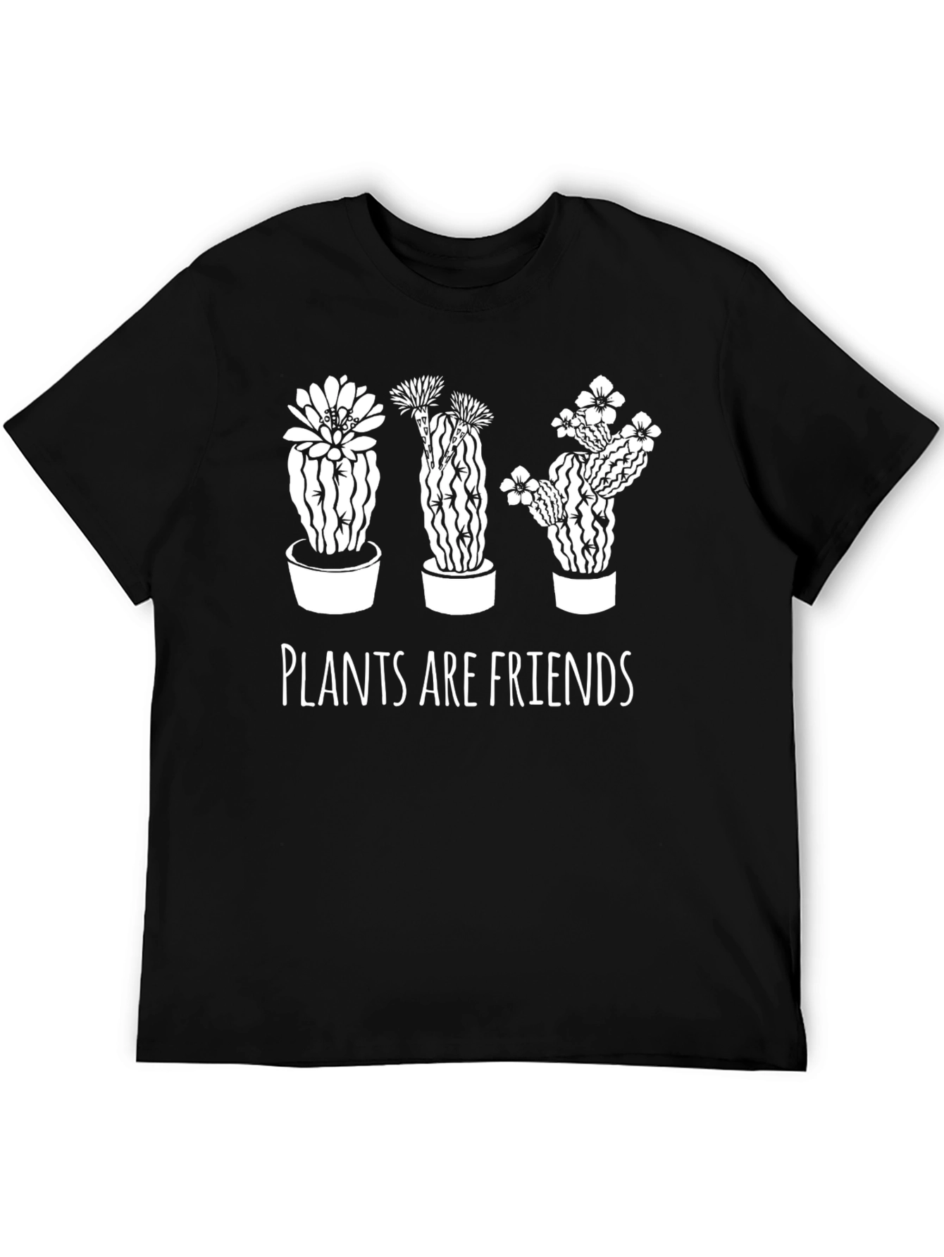 Plants Are Friends Graphic Tee - Black Cotton T-Shirt