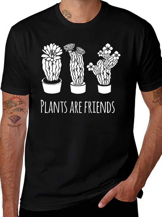 Plants Are Friends Graphic Tee - Black Cotton T-Shirt