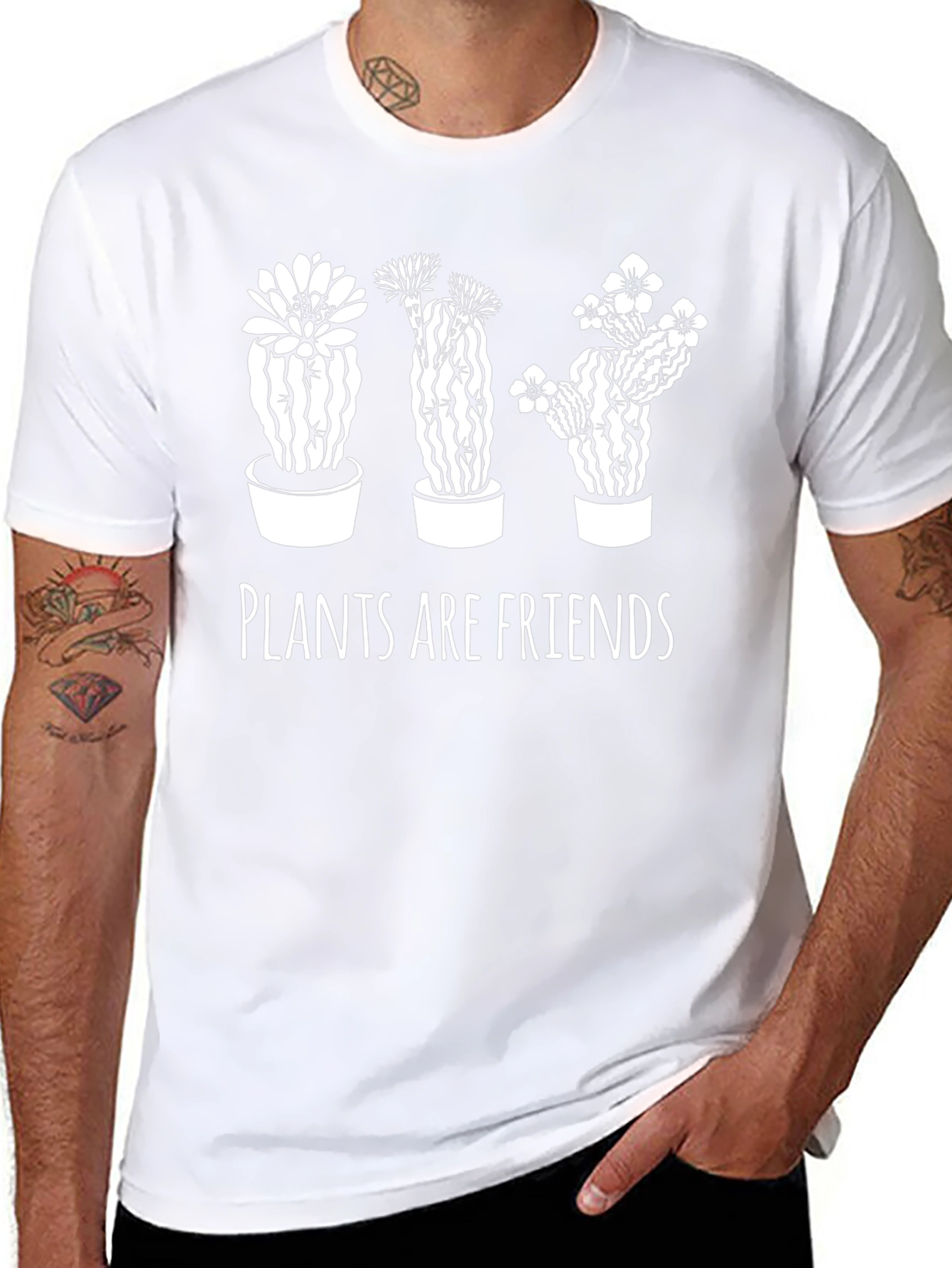 Plants Are Friends Graphic Tee - Black Cotton T-Shirt