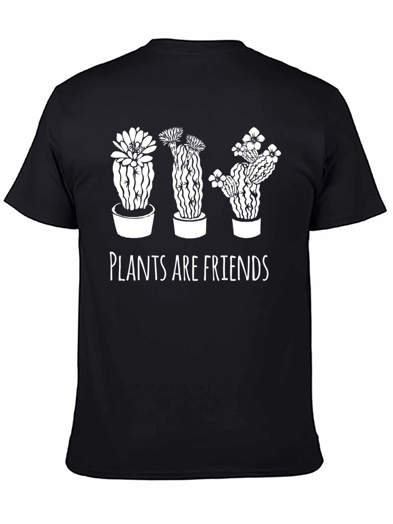 Plants Are Friends Graphic Tee - Black Cotton T-Shirt