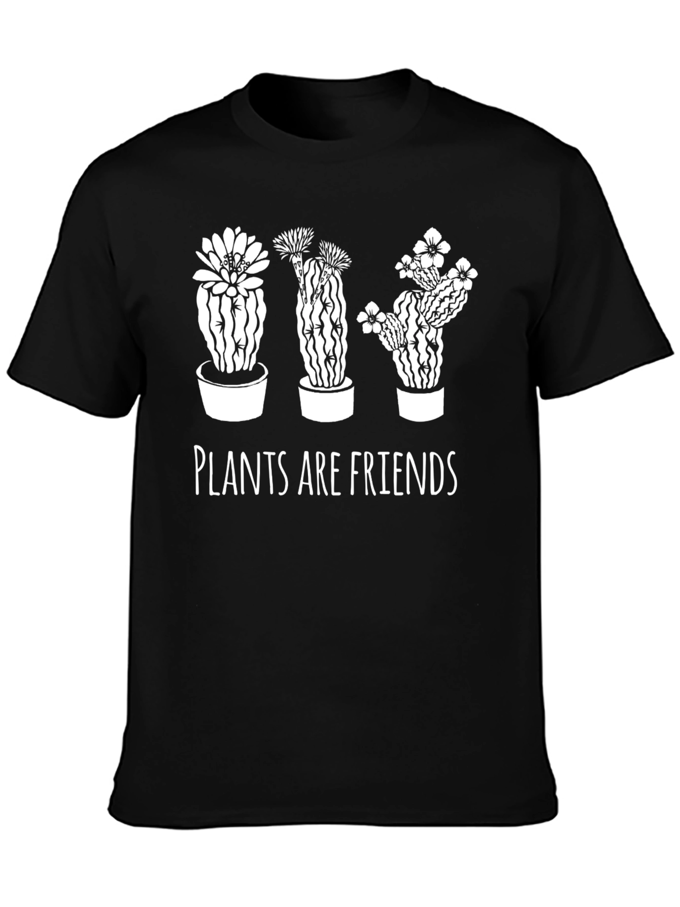 Plants Are Friends Graphic Tee - Black Cotton T-Shirt