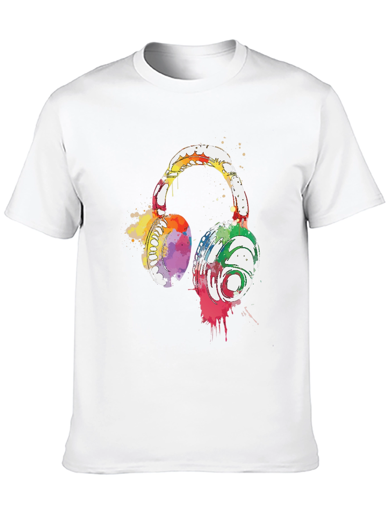 Watercolor Headphones Black T-Shirt