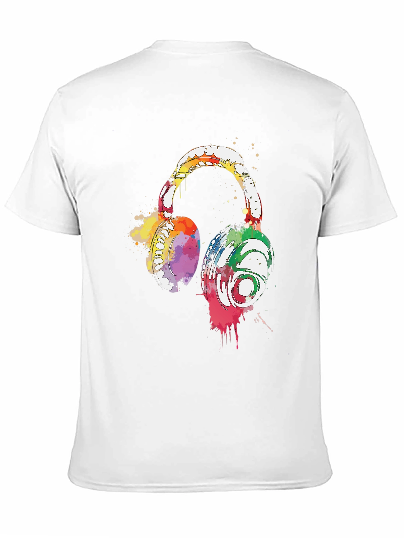 Watercolor Headphones Black T-Shirt
