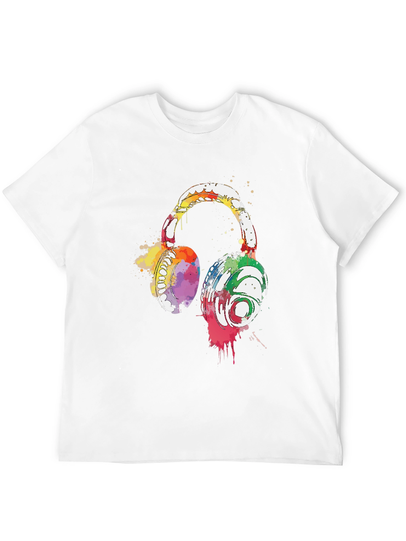 Watercolor Headphones Black T-Shirt