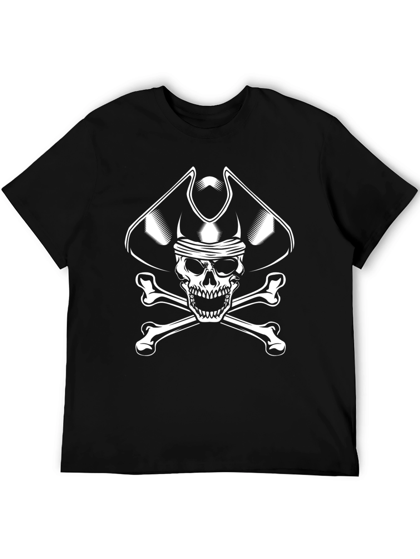 Pirate Skull & Crossbones Graphic Black T-Shirt