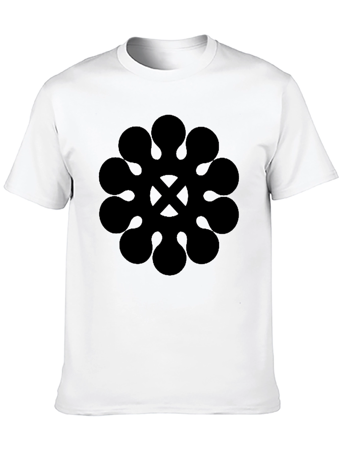 Black Graphic Tee - Abstract Geometric Print