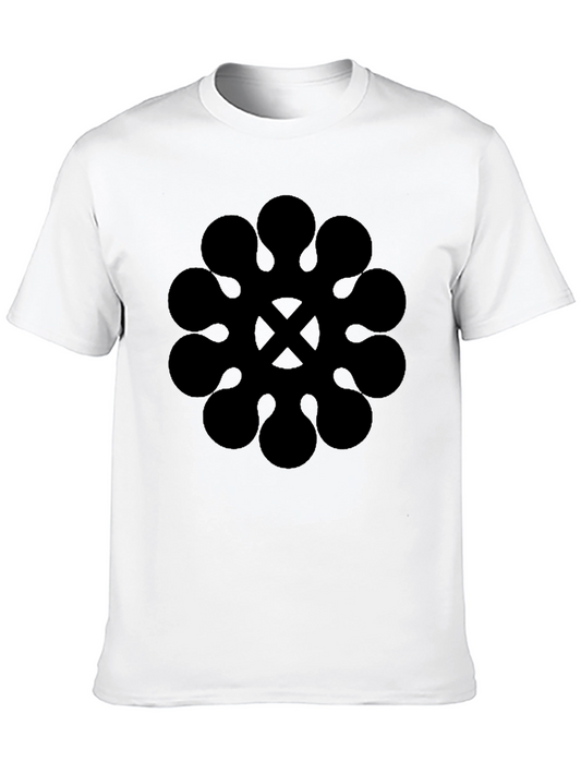 Black Graphic Tee - Abstract Geometric Print