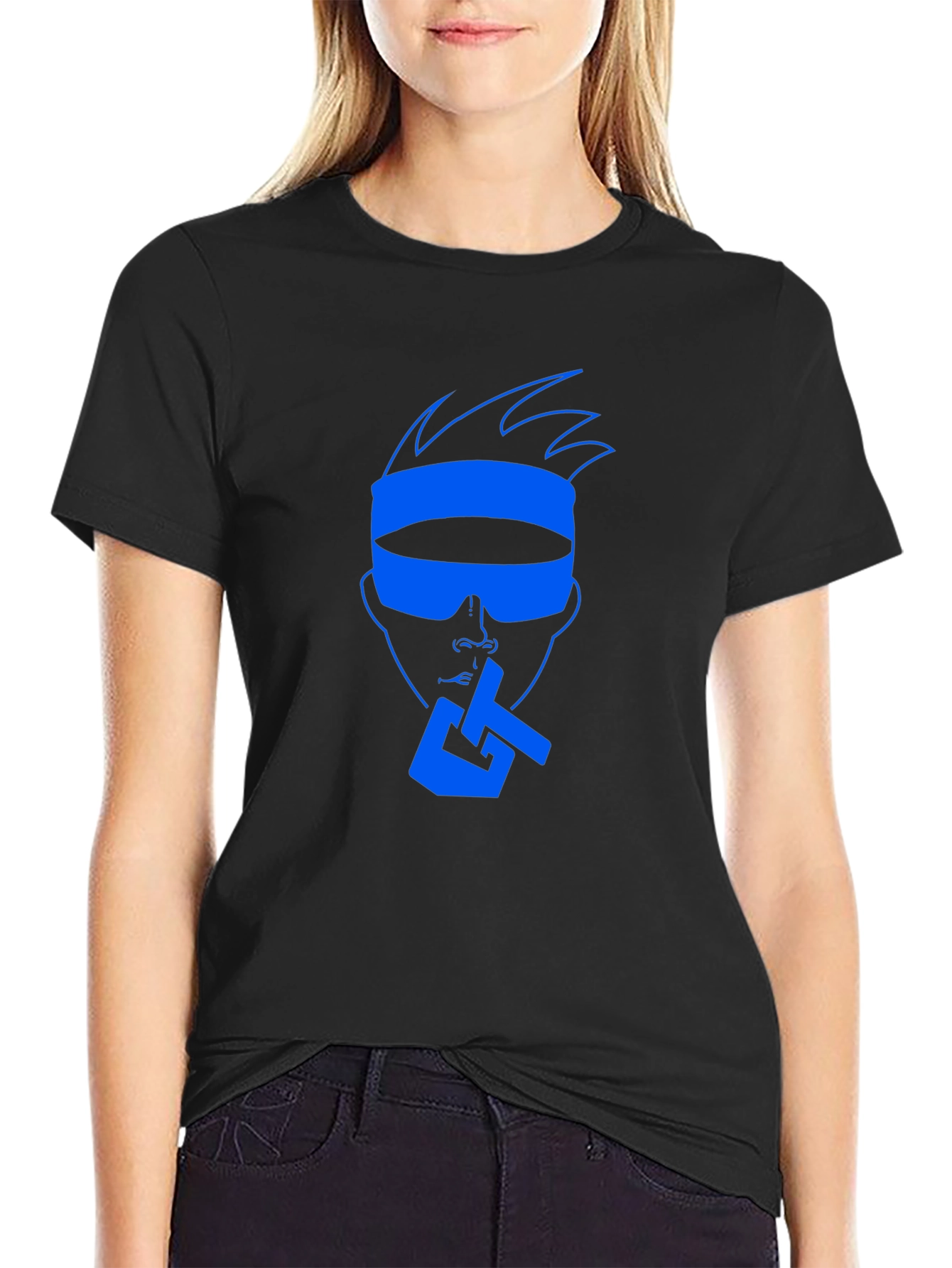 Cool Blue Graphic Tee - Casual Black T-Shirt