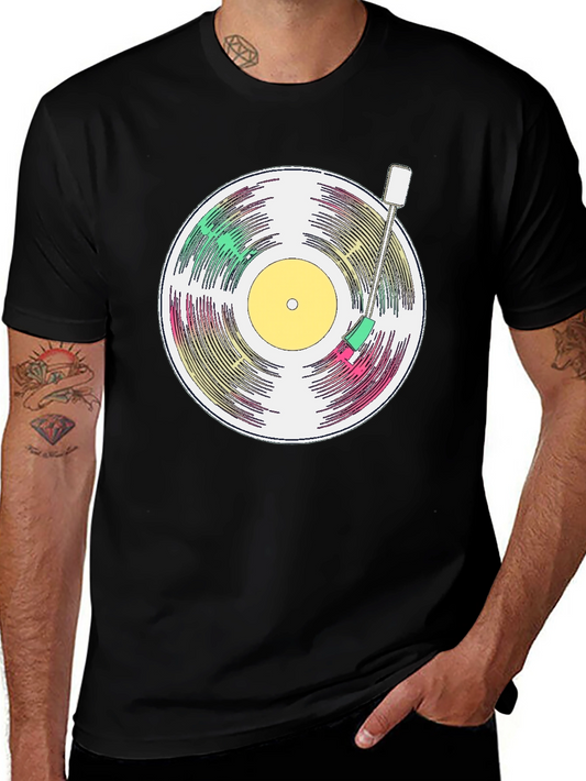 Retro Vinyl Record T-Shirt - Black