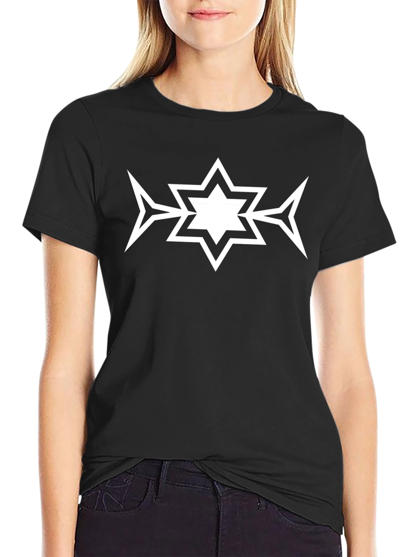 Geometric Star Graphic Black T-Shirt