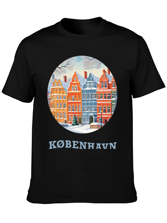 Copenhagen Winter Houses Graphic T-Shirt