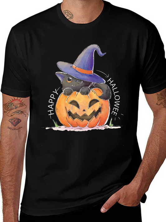 Halloween Cat in Pumpkin T-Shirt