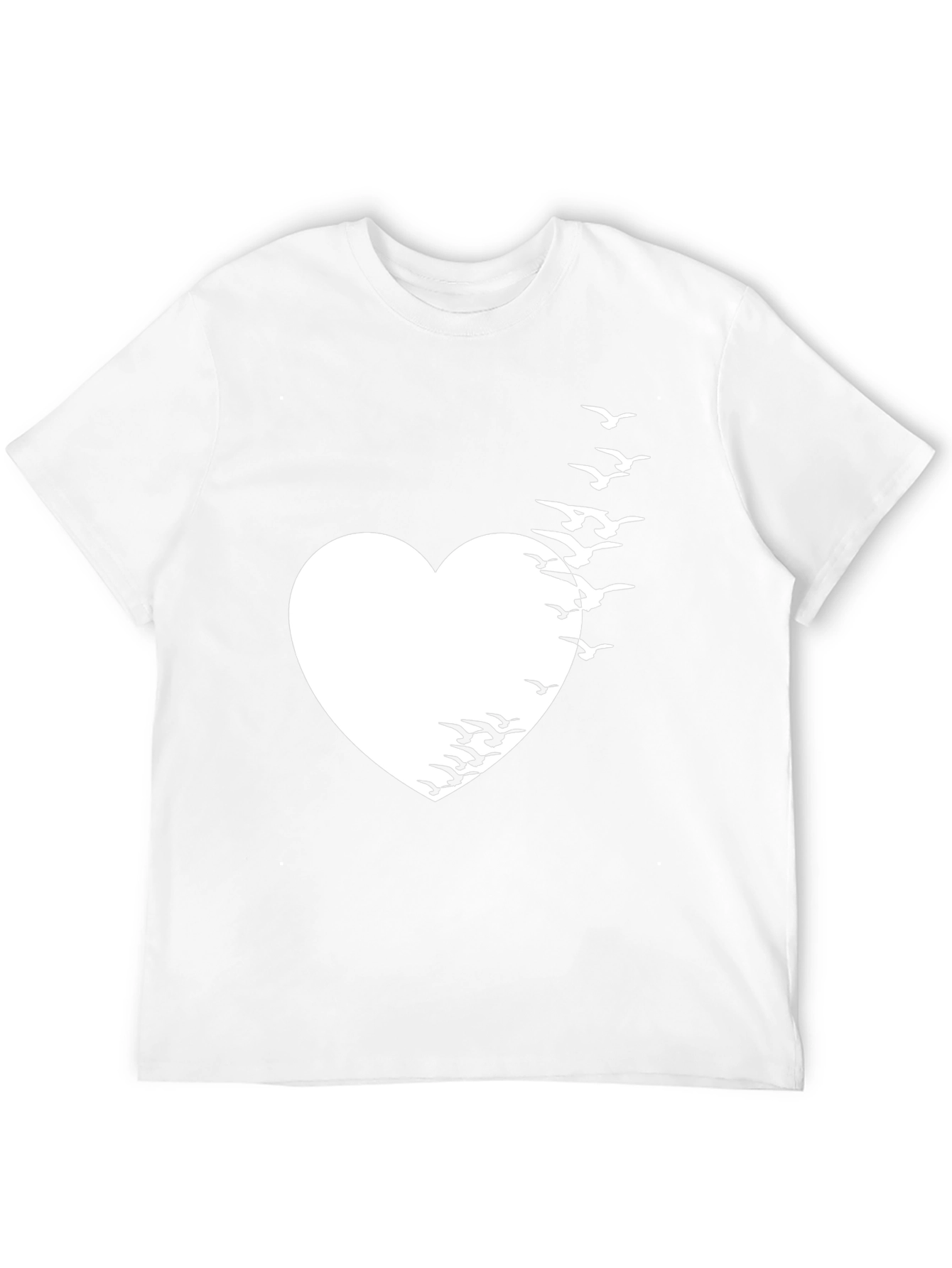 Heart & Birds Graphic Tee - Unique Black T-Shirt