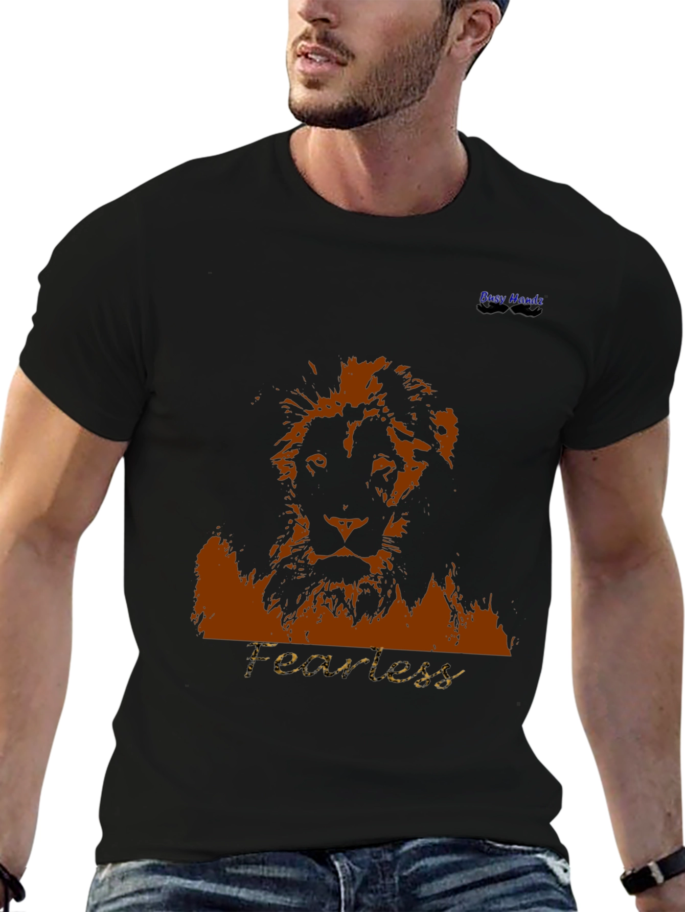 Fearless Lion Graphic T-Shirt - Bold Black Tee