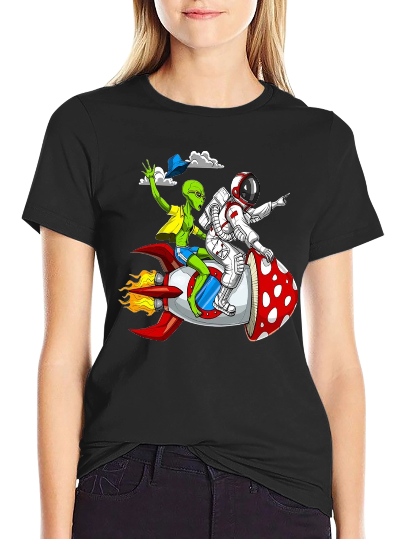 Alien & Astronaut Rocket Ride Graphic Tee