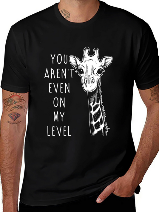 Giraffe Level Up Mens Black Graphic Tee