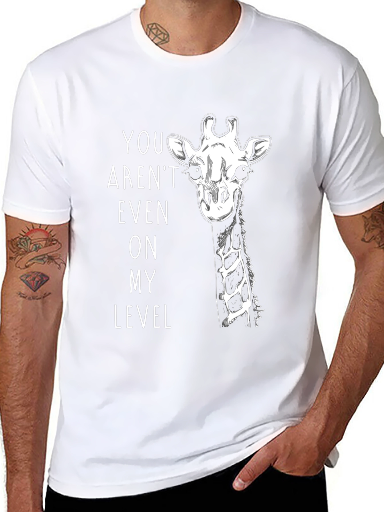 Giraffe Level Up Mens Black Graphic Tee