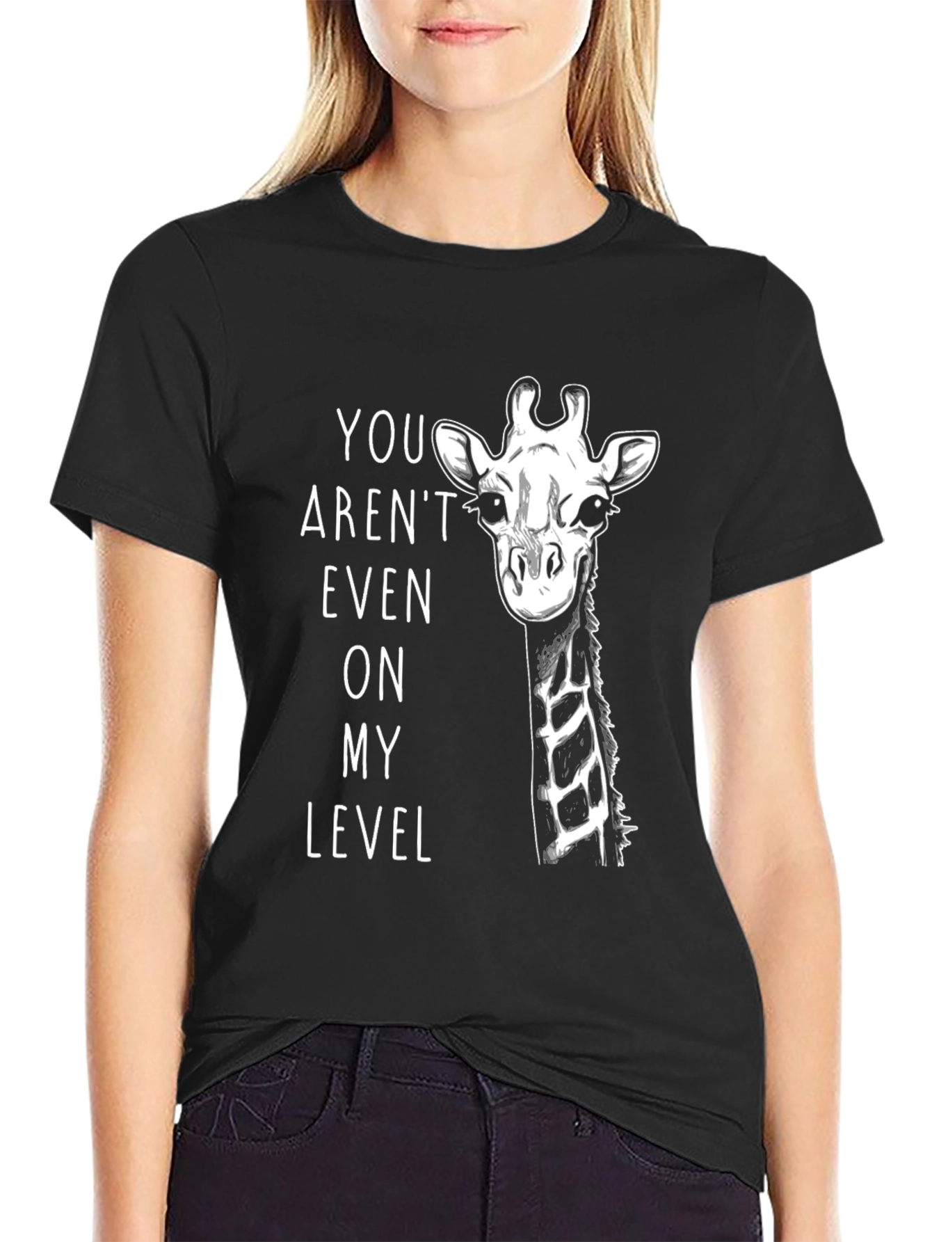 Giraffe Level Up Mens Black Graphic Tee