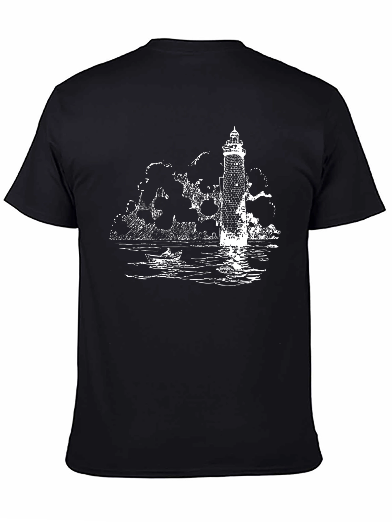 Lighthouse Graphic Tee - Black Cotton T-Shirt