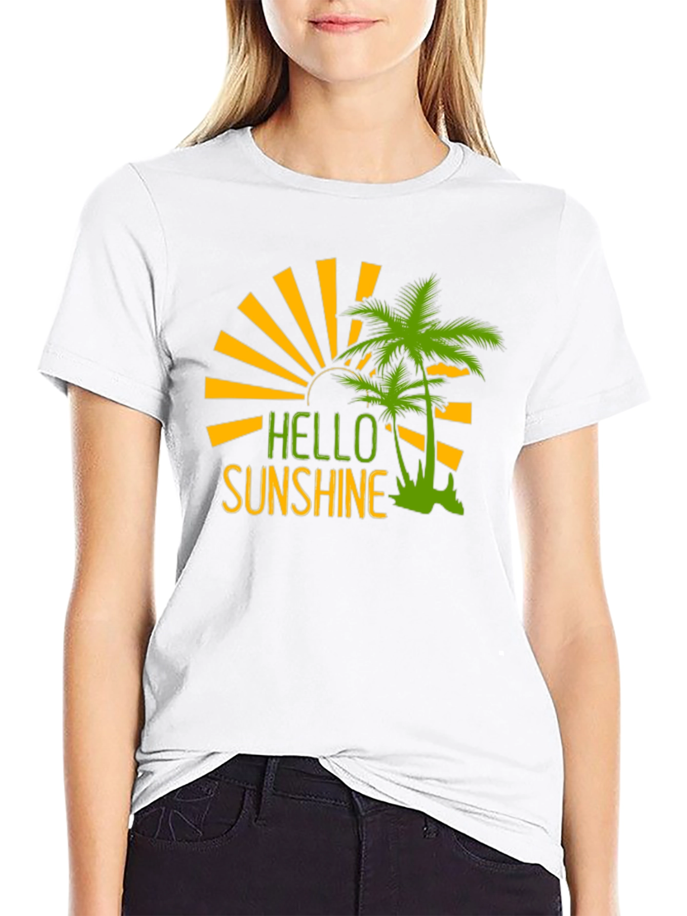 Hello Sunshine Palm Tree Graphic Tee