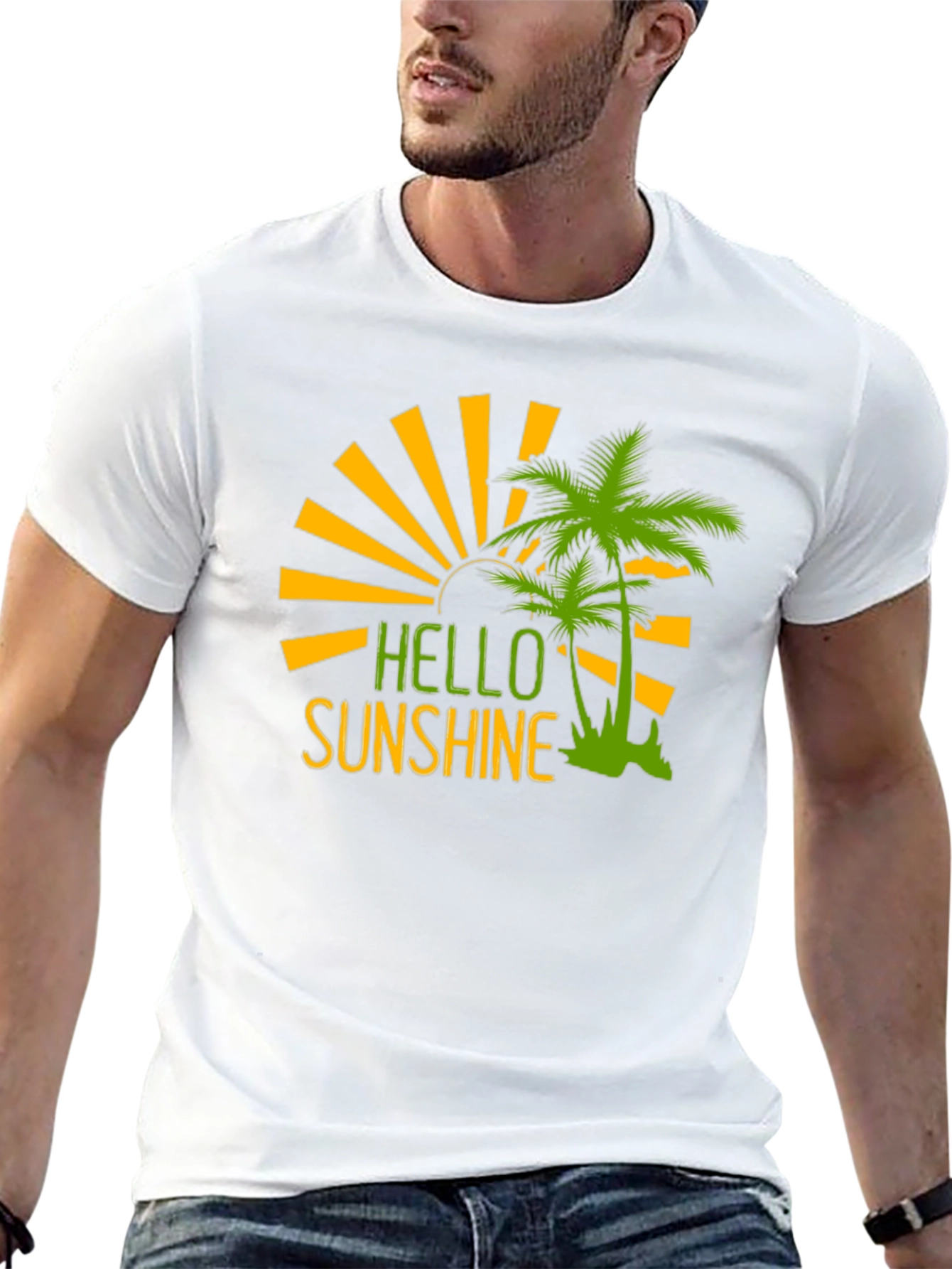 Hello Sunshine Palm Tree Graphic Tee