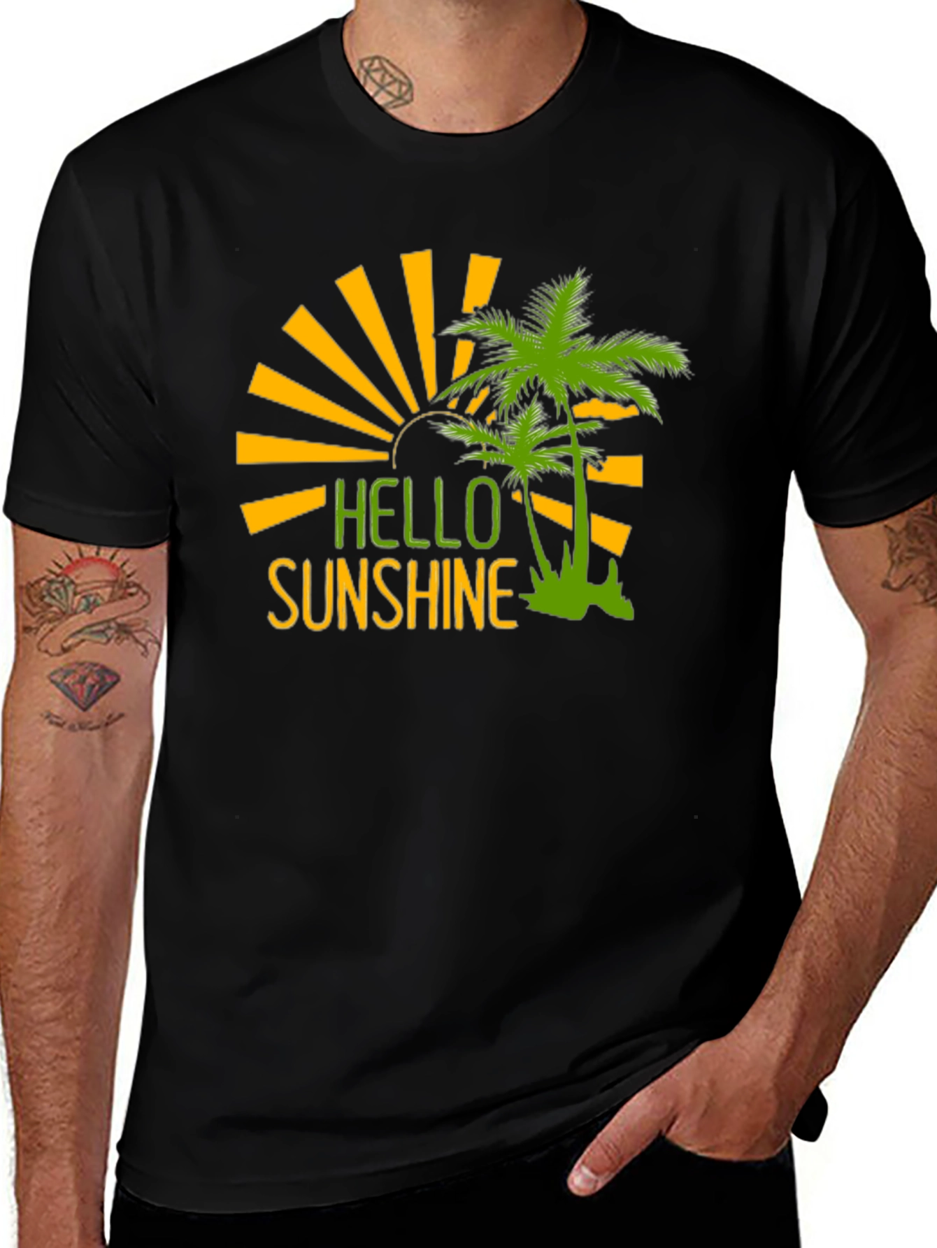 Hello Sunshine Palm Tree Graphic Tee