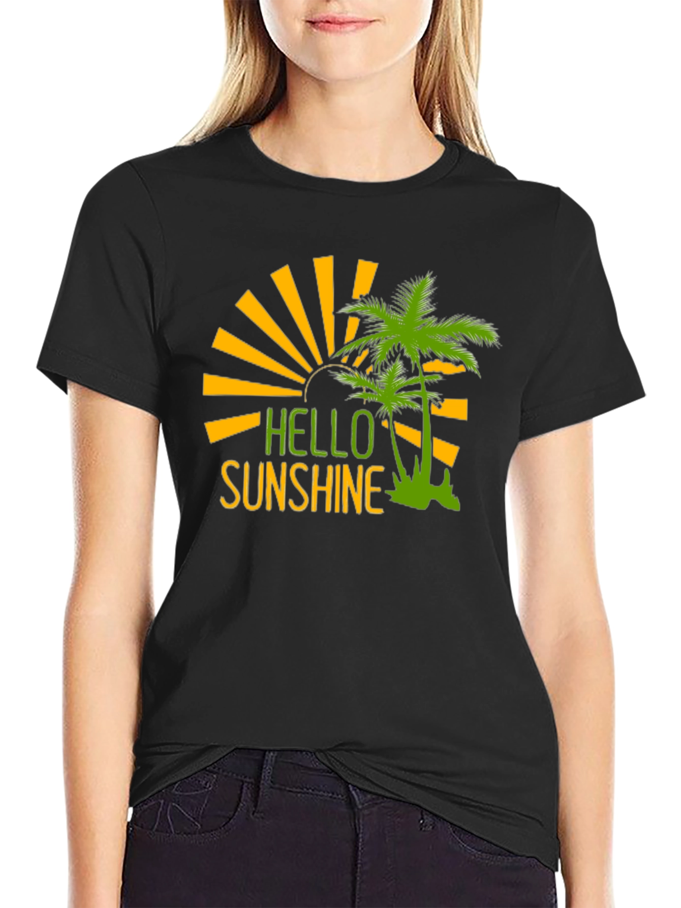 Hello Sunshine Palm Tree Graphic Tee