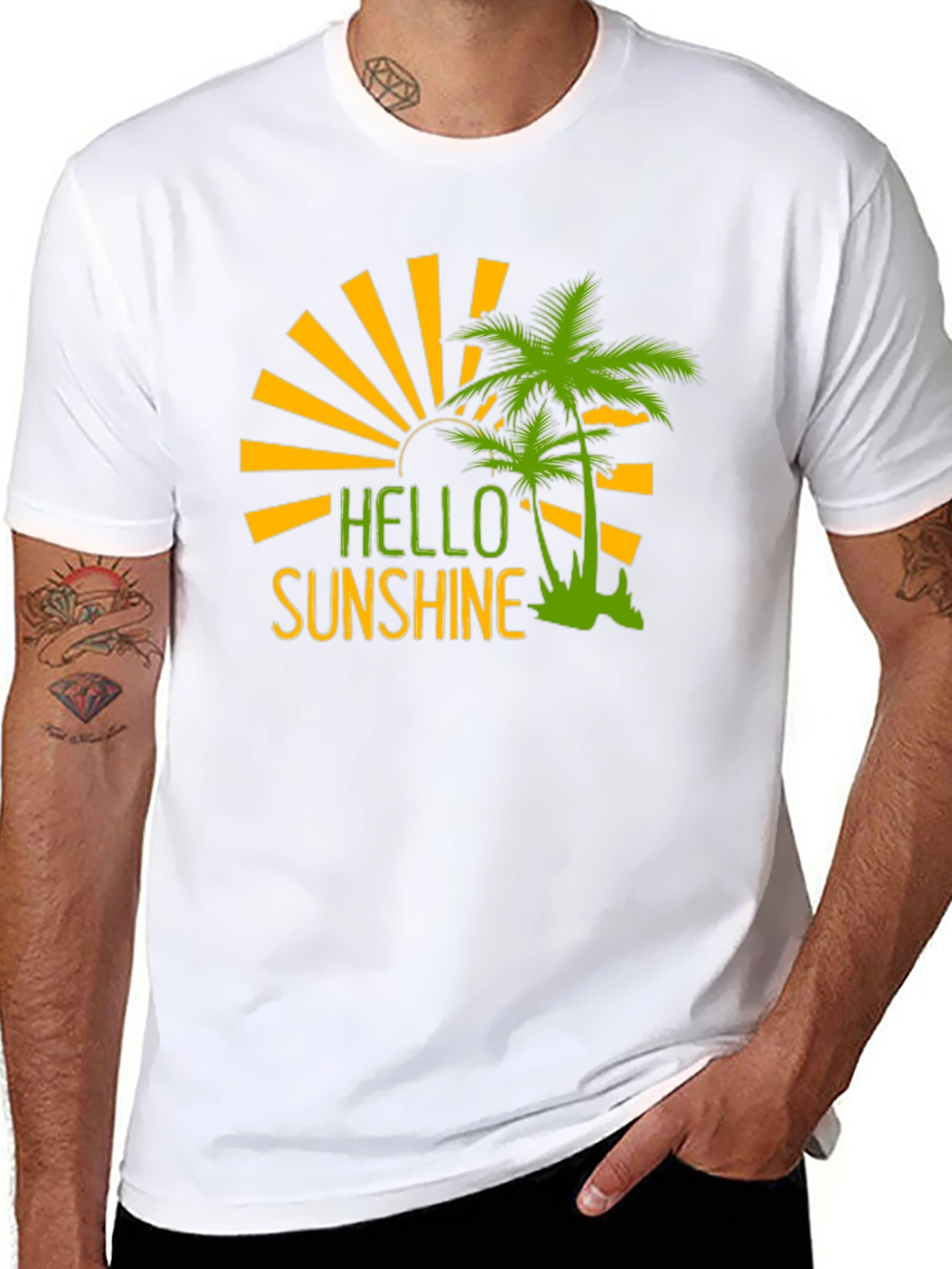 Hello Sunshine Palm Tree Graphic Tee