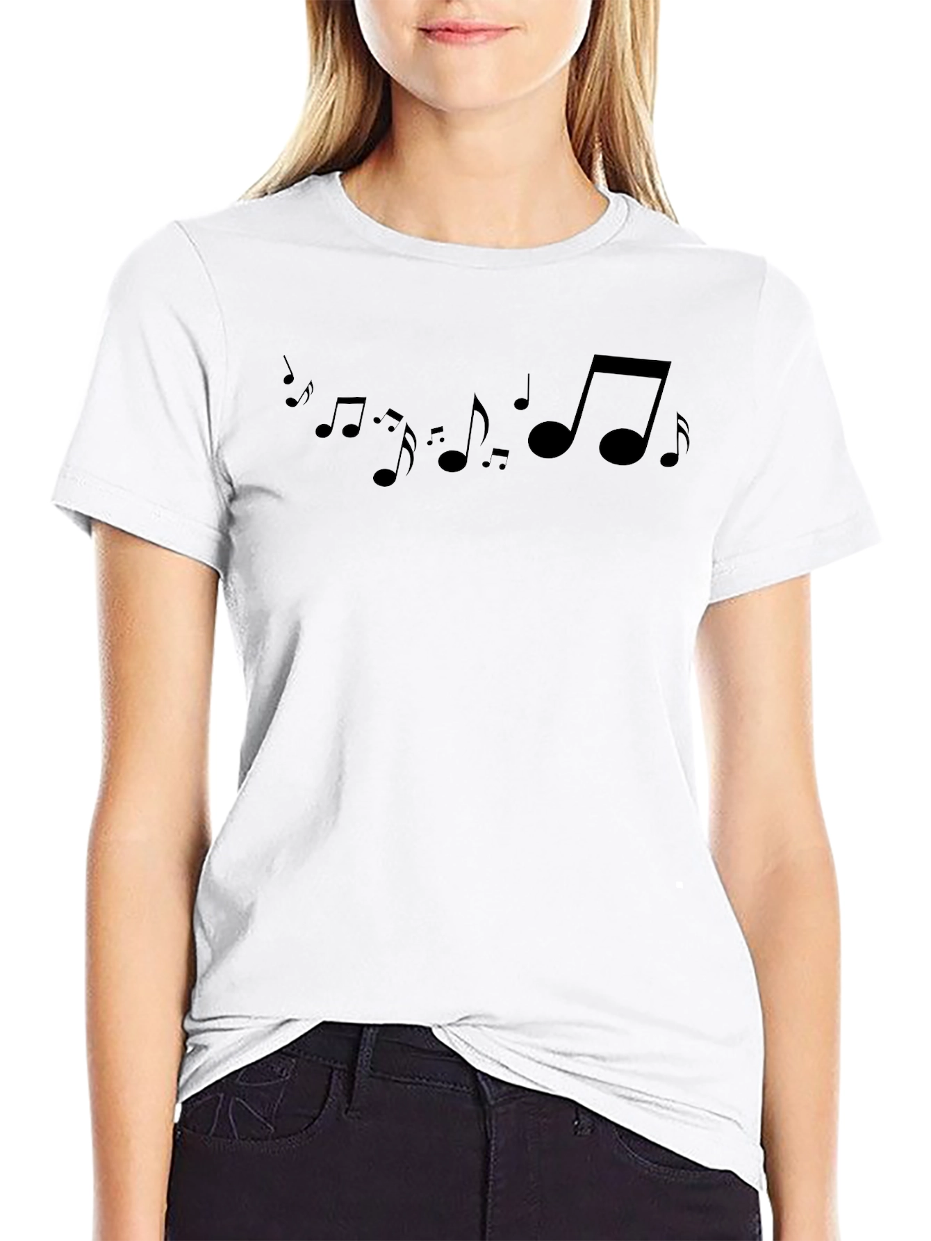 Musical Notes Graphic Black T-Shirt