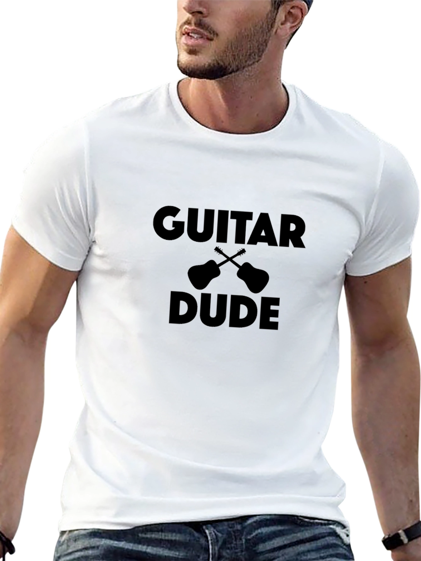 Guitar Dude Graphic Tee - Black Cotton T-Shirt
