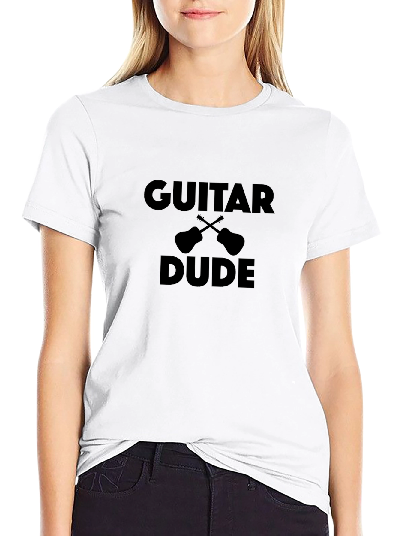 Guitar Dude Graphic Tee - Black Cotton T-Shirt