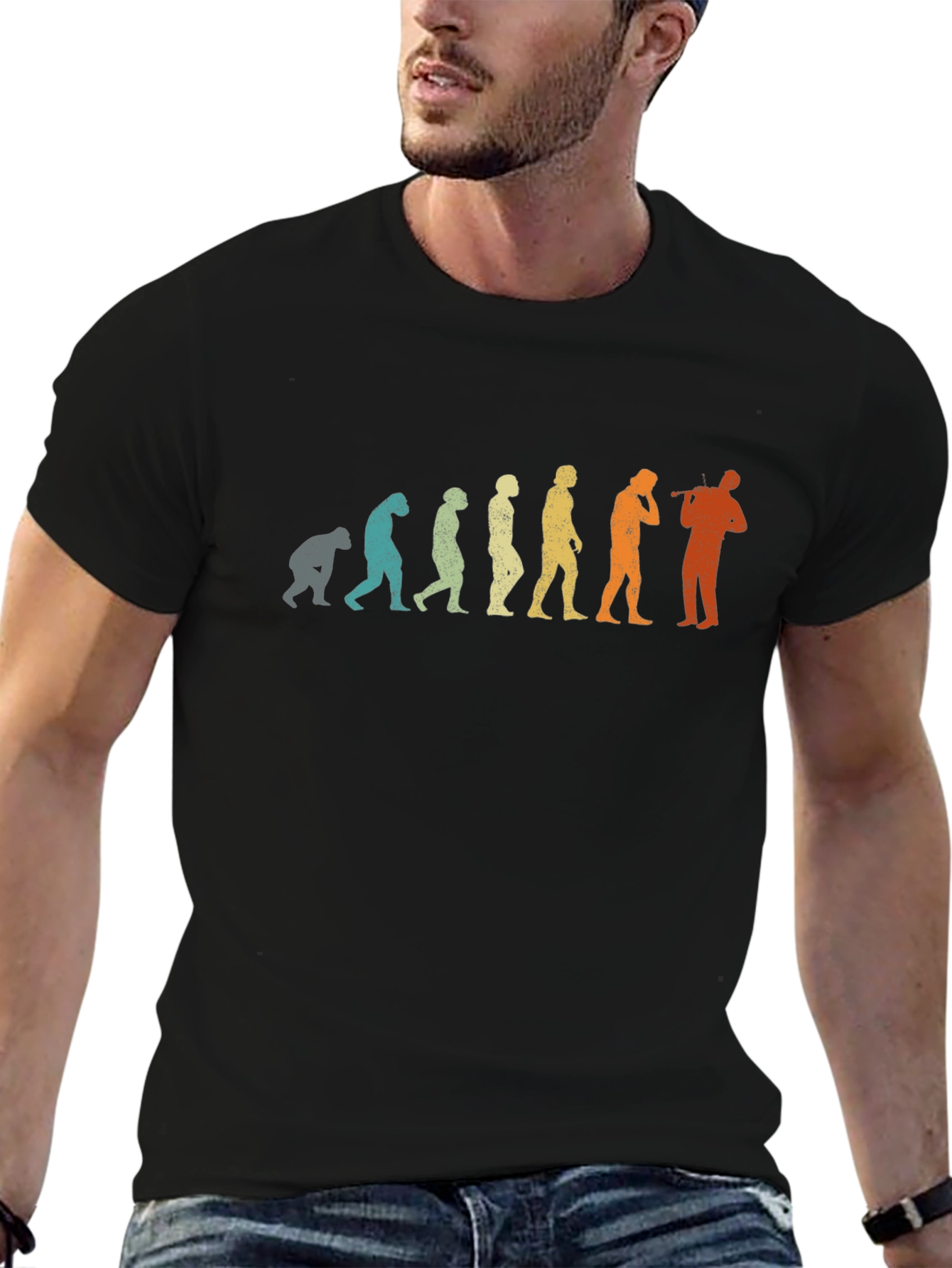 Evolution of Music Flute Player T-Shirt