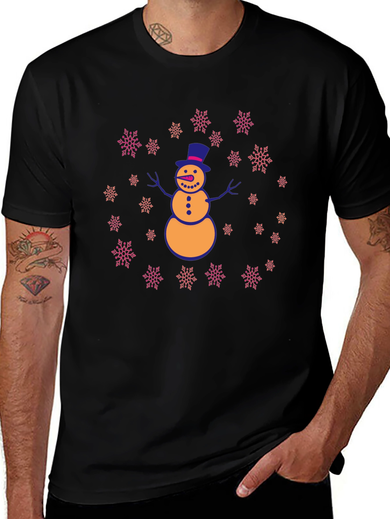 Festive Snowman Graphic T-Shirt