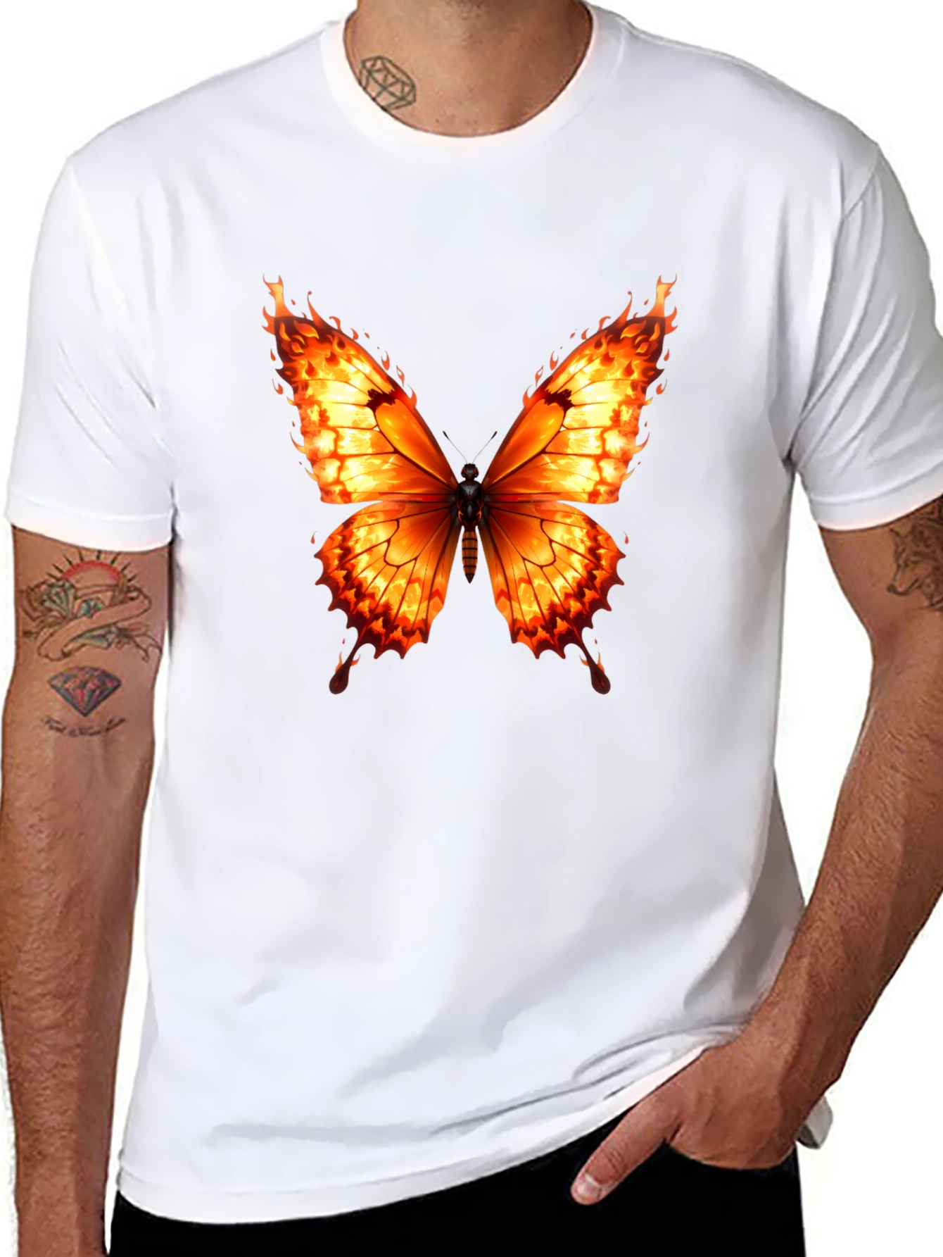 Fiery Butterfly Graphic Tee - Bold Statement Shirt