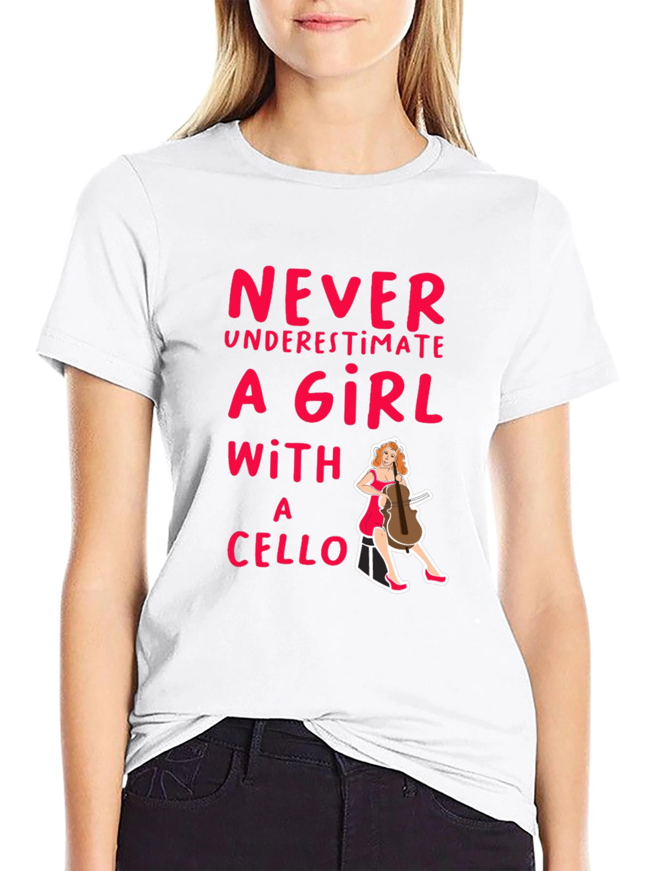 Never Underestimate A Girl With A Cello Black T-Shirt