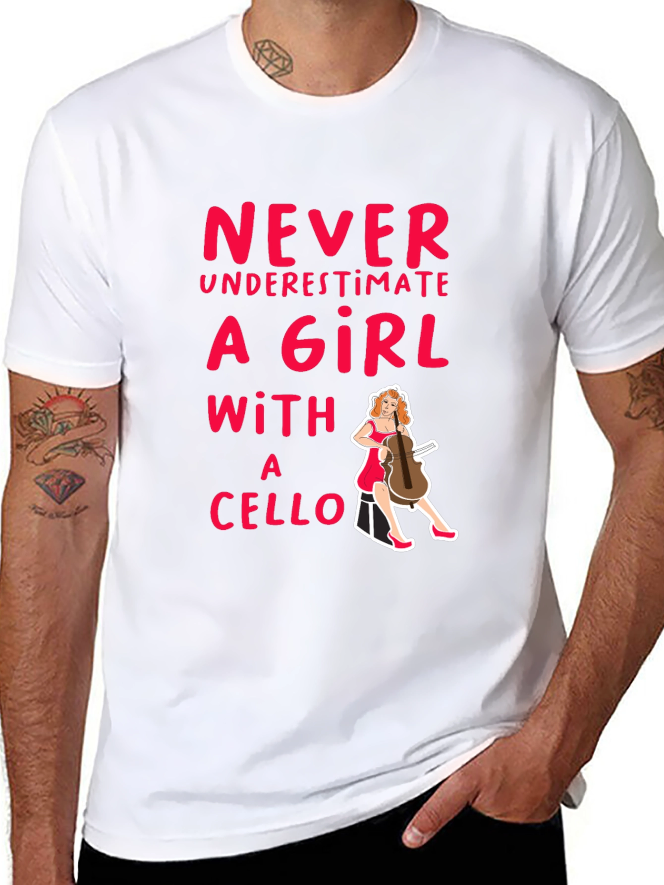 Never Underestimate A Girl With A Cello Black T-Shirt