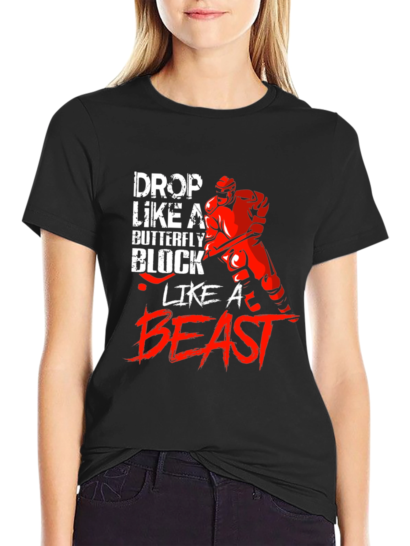 Hockey Goalie Graphic T-Shirt - Drop Like a Butterfly