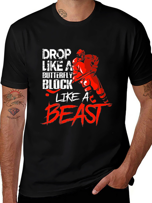Hockey Goalie Graphic T-Shirt - Drop Like a Butterfly