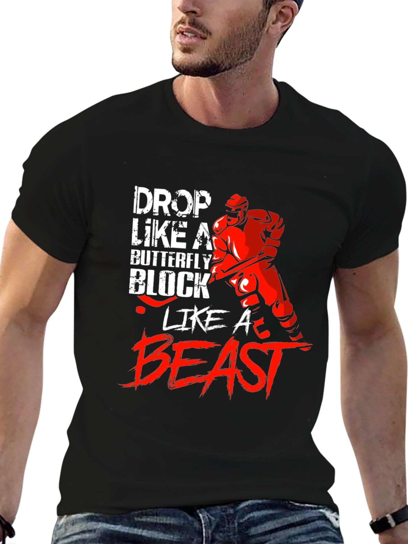 Hockey Goalie Graphic T-Shirt - Drop Like a Butterfly