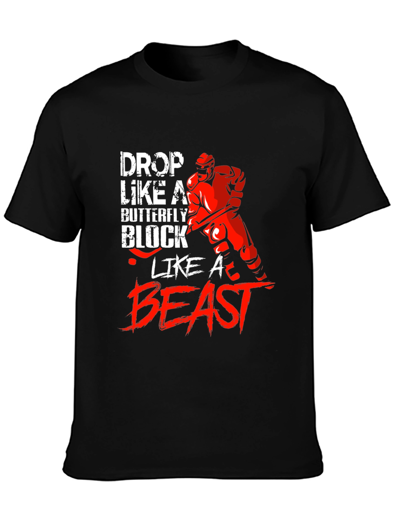 Hockey Goalie Graphic T-Shirt - Drop Like a Butterfly