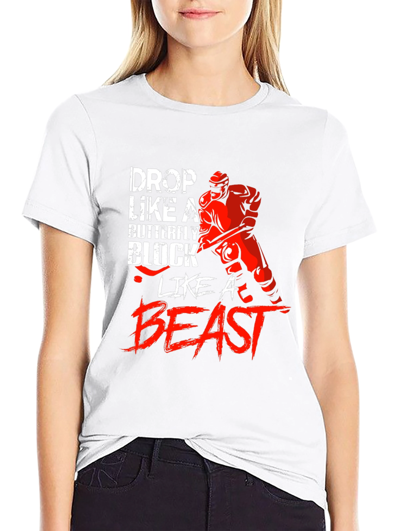 Hockey Goalie Graphic T-Shirt - Drop Like a Butterfly