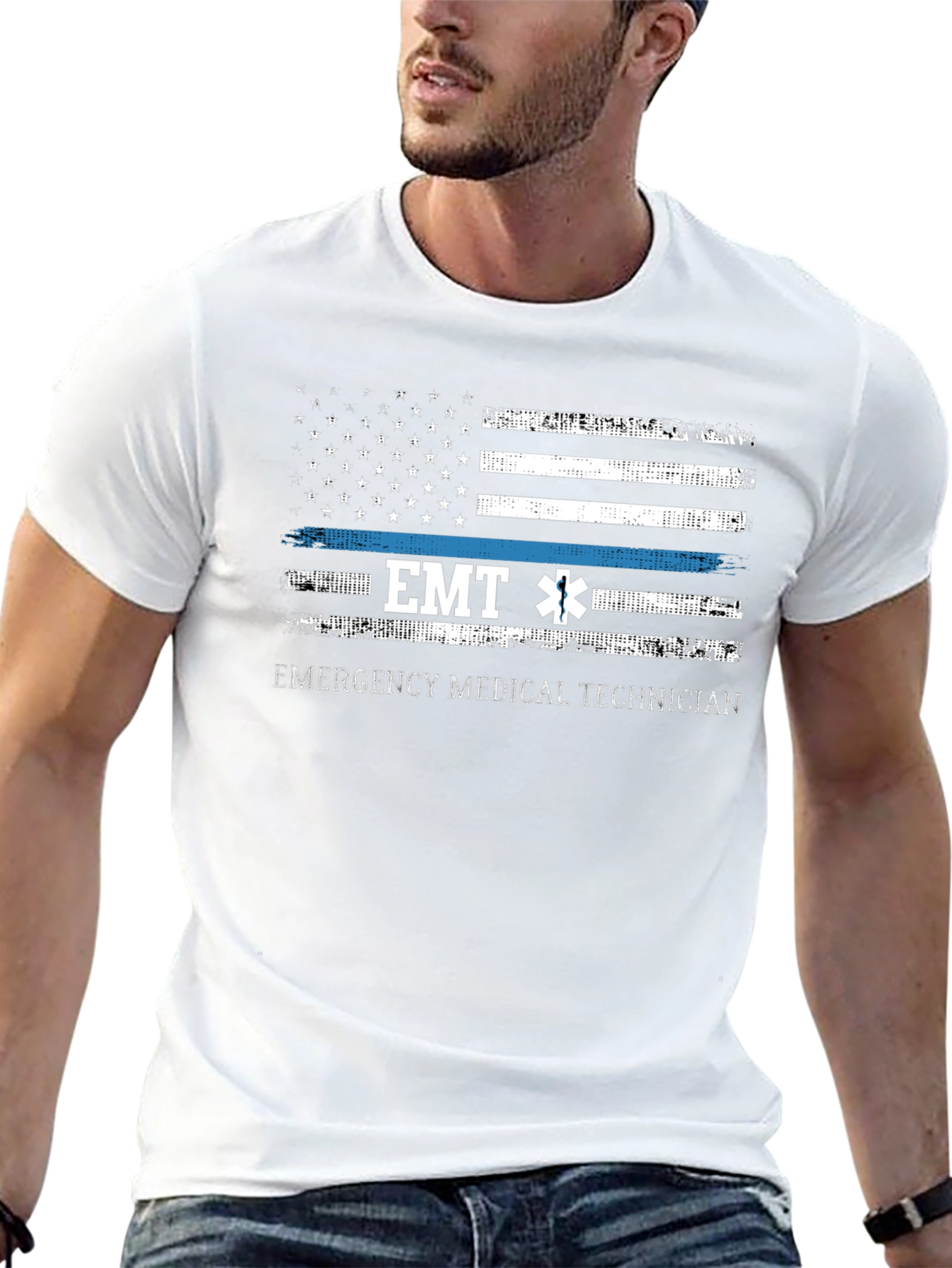 EMT Emergency Medical Technician American Flag T-Shirt