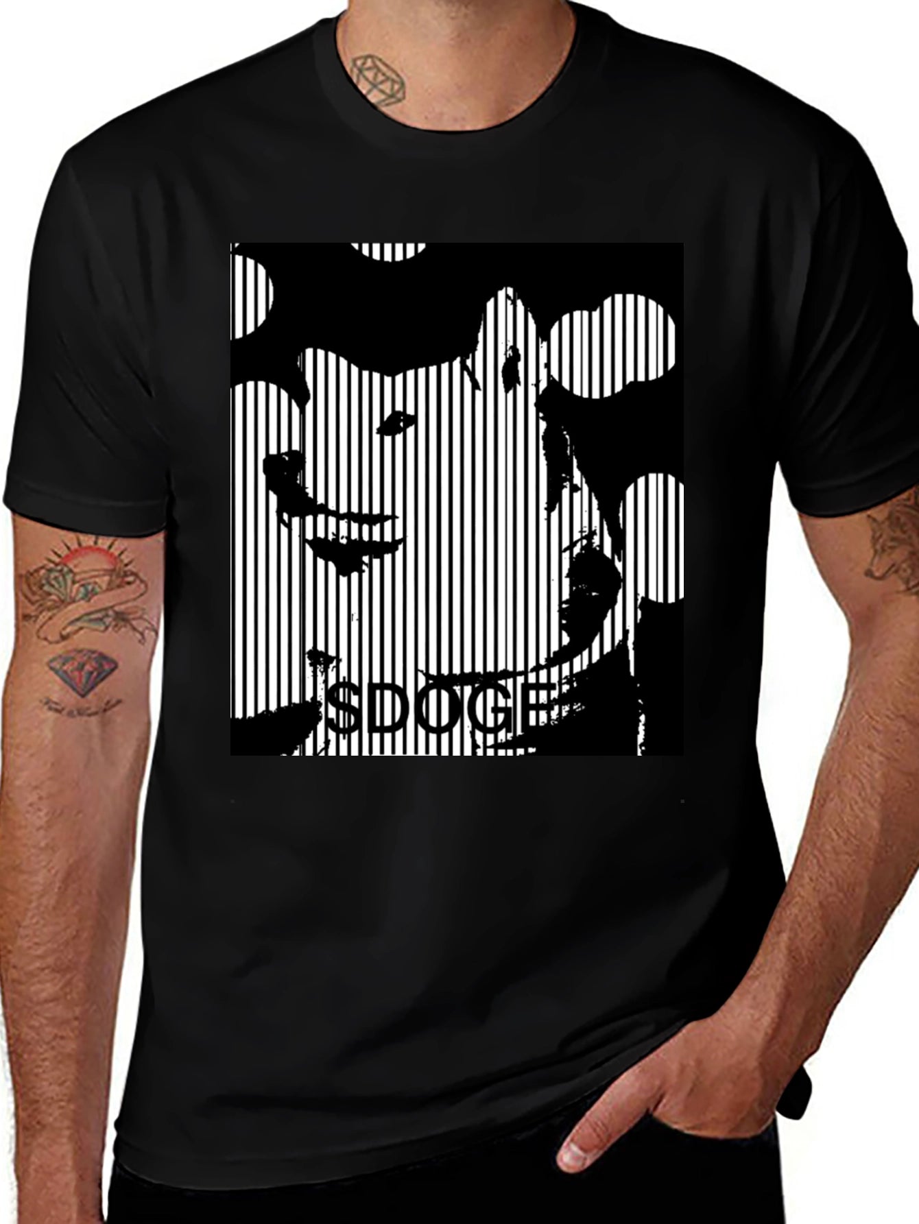 Doge Vertical Stripe Graphic Tee