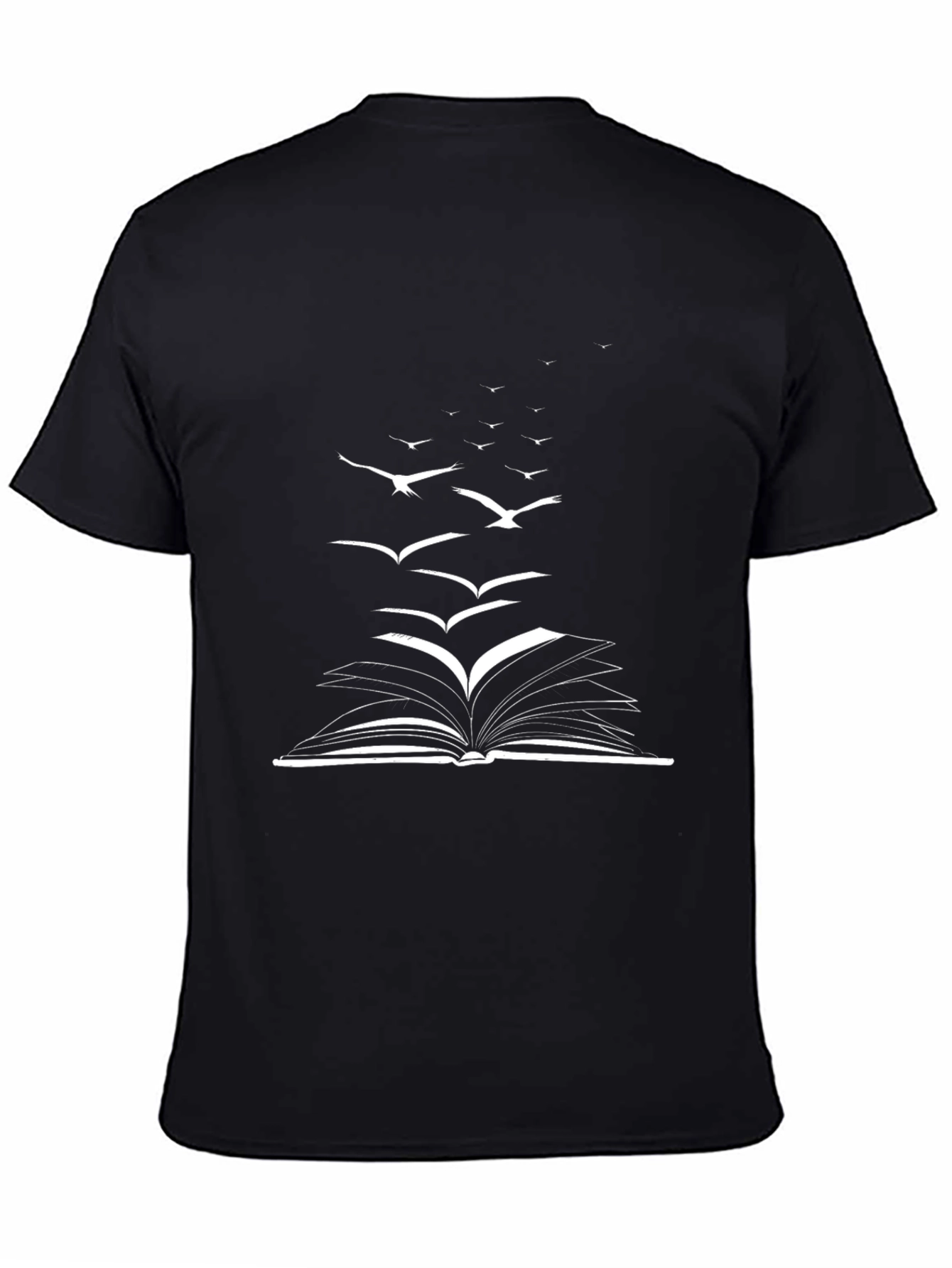 Book & Birds Graphic Tee - Black Cotton Blend